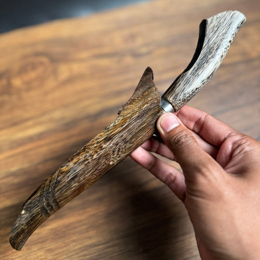 bushcraft knife spring steel full view hand forged