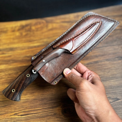 hand-forged meat and bone cleaver knife 5160 spring steel blade side profile