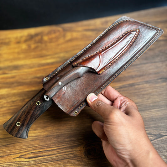 hand-forged meat and bone cleaver knife 5160 spring steel blade side profile