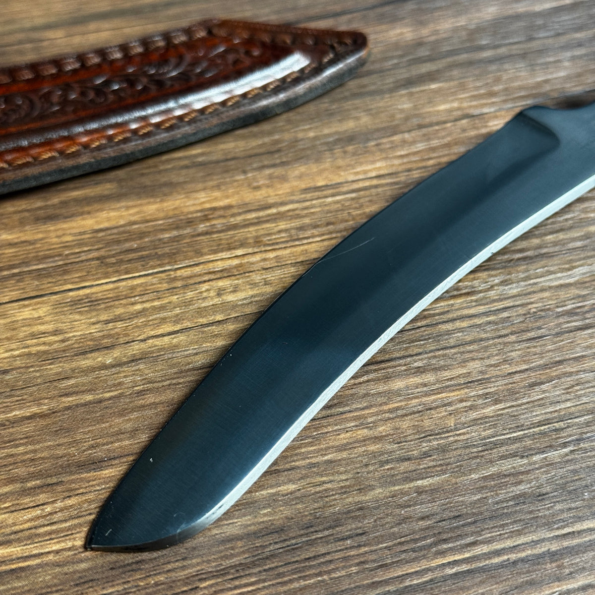 hand-forged skinning knife leather sheath batik sheath complete hunting outdoor set