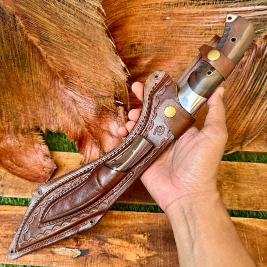 hand-forged kukri machete carbon steel blade side profile forged