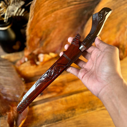 hand-forged Indonesian Laduk knife carbon steel blade side profile