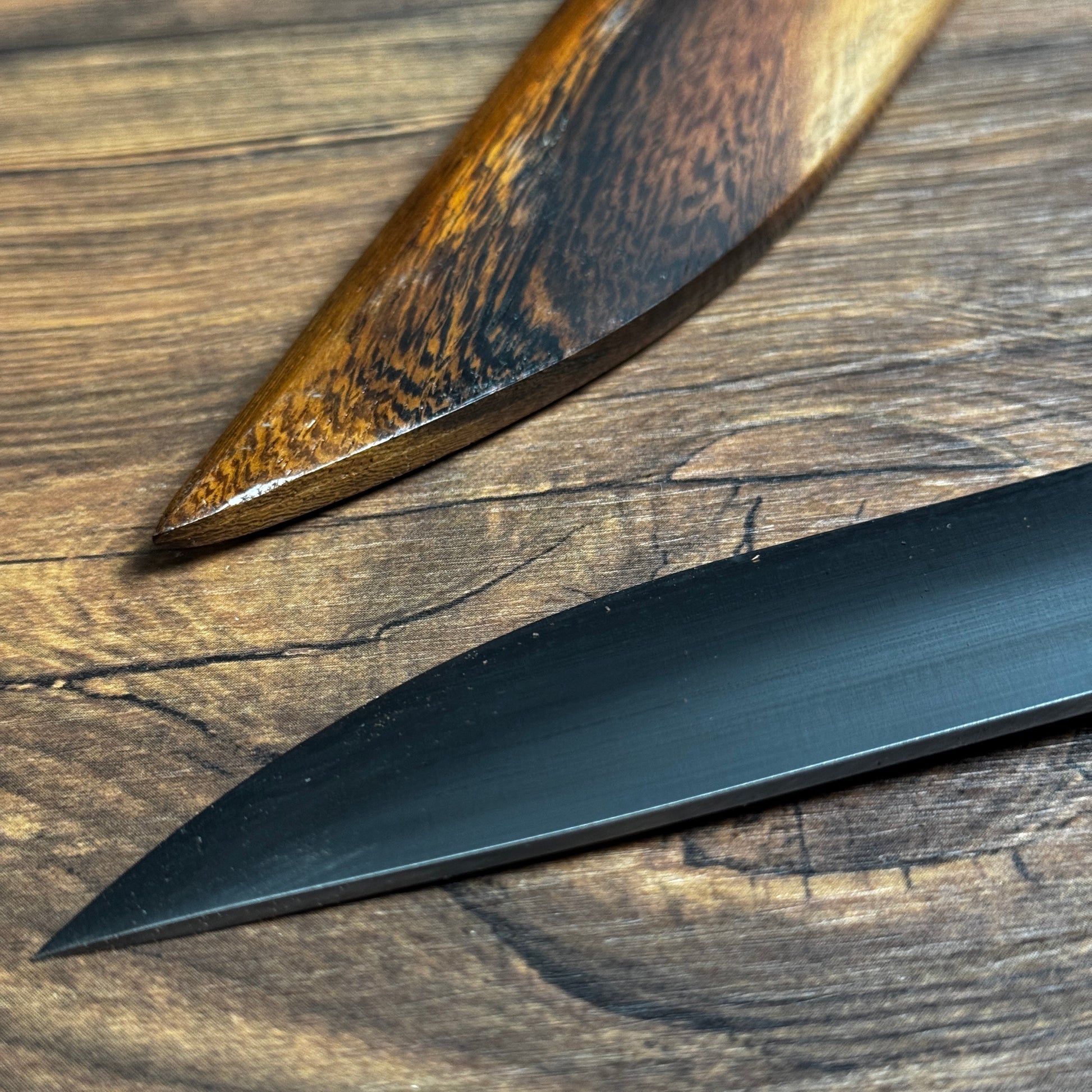 bushcraft knife with wooden sheath