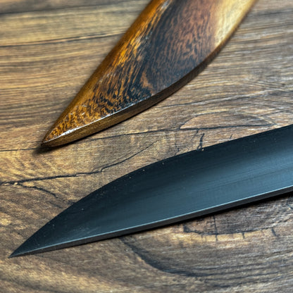 bushcraft knife with wooden sheath