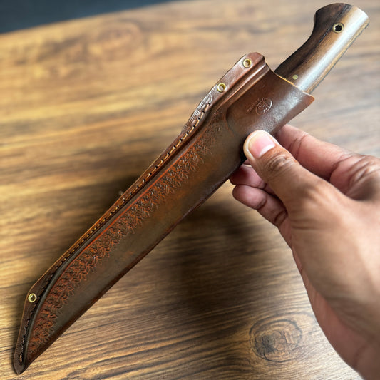 butcher knife spring steel full view hand forged