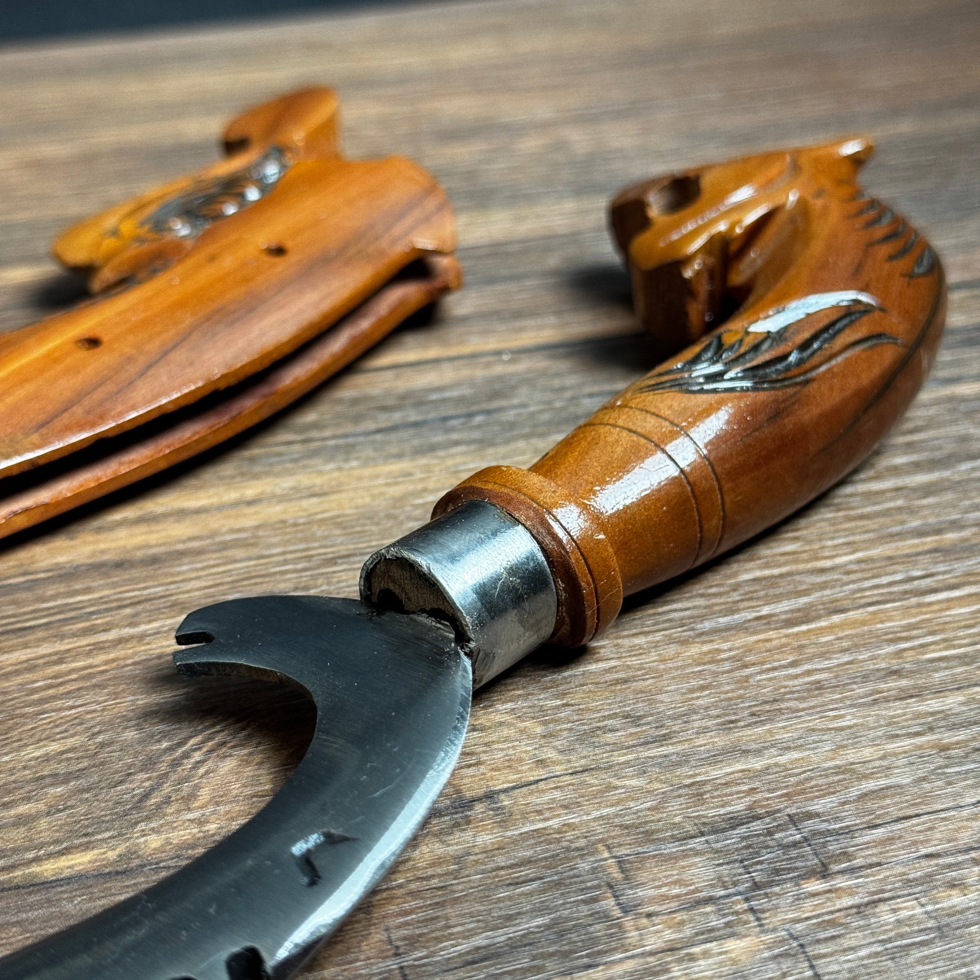 decorative dagger tiger handle close up detail