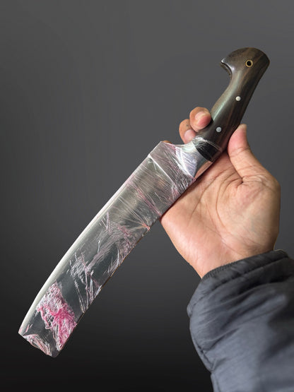 butcher knife with leather sheath hand forged complete set view
