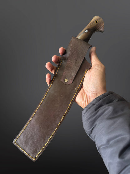 butcher knife carbon steel blade sharp edge hand forged detail