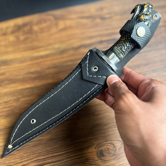 fixed blade knife spring steel full view hand forged