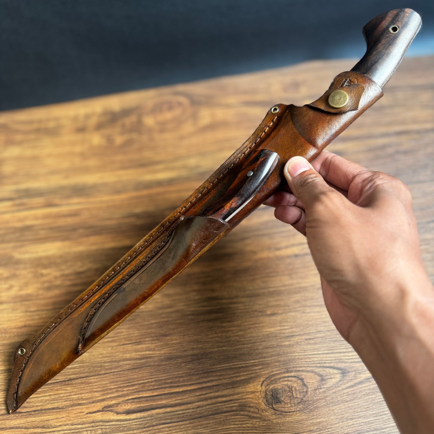 full tang butcher knife spring steel full view hand forged
