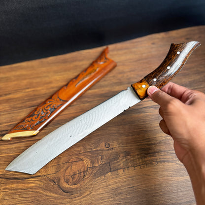 full tang parang machete spring steel blade side profile close up