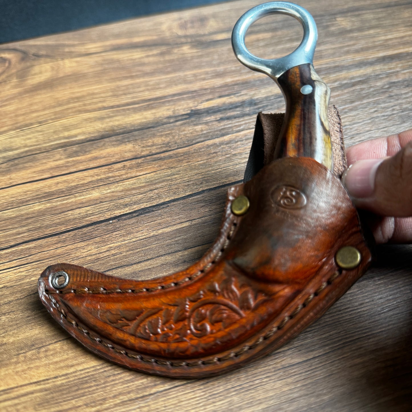 karambit knife spring steel full view hand forged