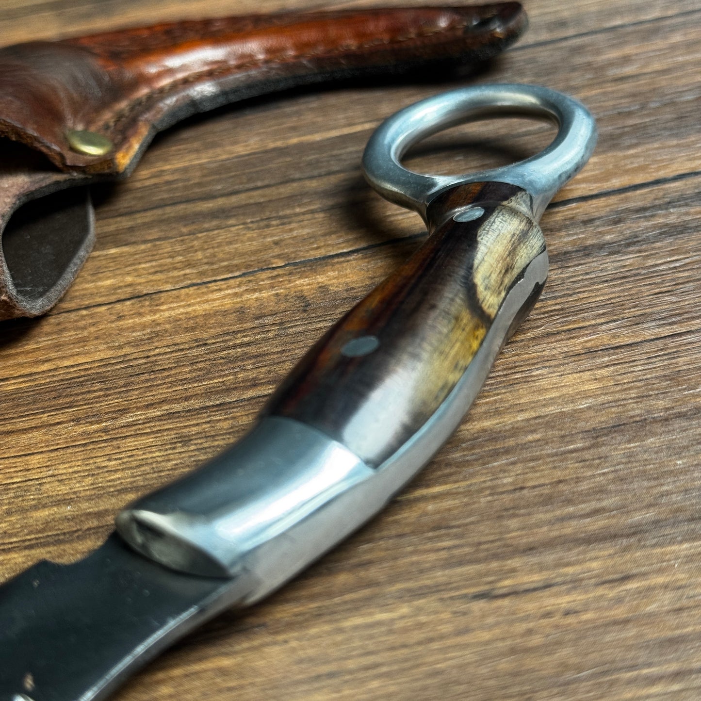 karambit knife karambit knife hand forged spring steel rosewood handle close up detail