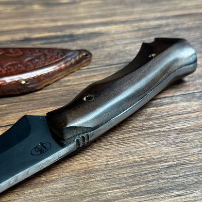 kukri knife kukri knife hand forged spring steel rosewood handle close up detail