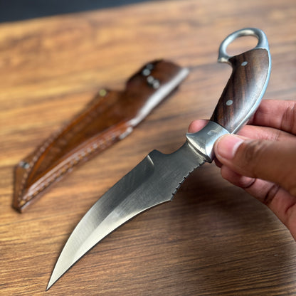 skinning knife spring steel blade side profile close up