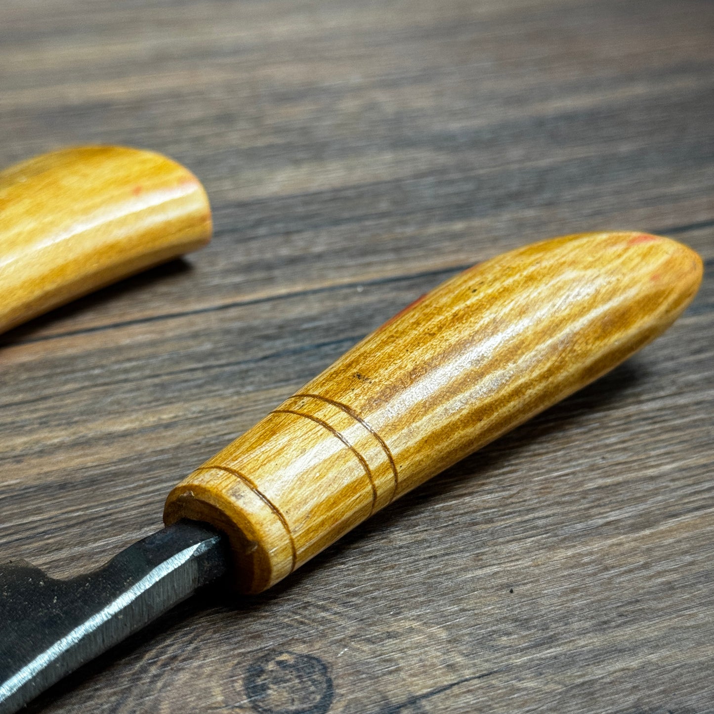 wood carving knife handle close up detail